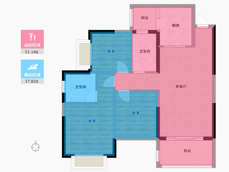 四川省-成都市-成都恒大滨河左岸-80.44-户型库-动静分区