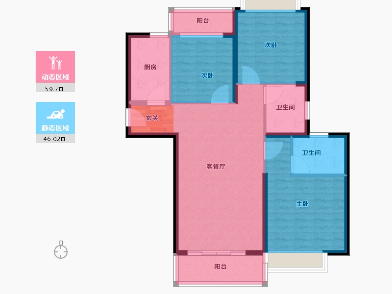 云南省-昆明市-佳兆业壹号公馆-95.34-户型库-动静分区