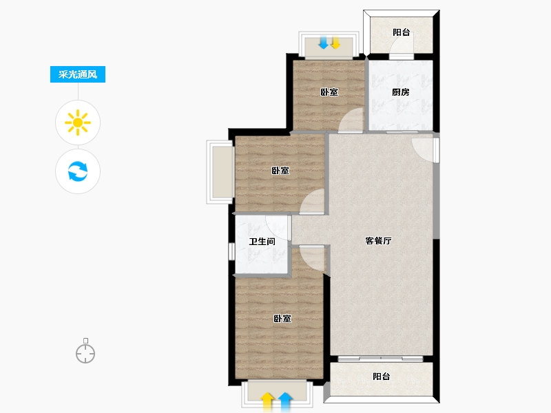 河北省-邯郸市-恒大翡翠御庭-90.00-户型库-采光通风