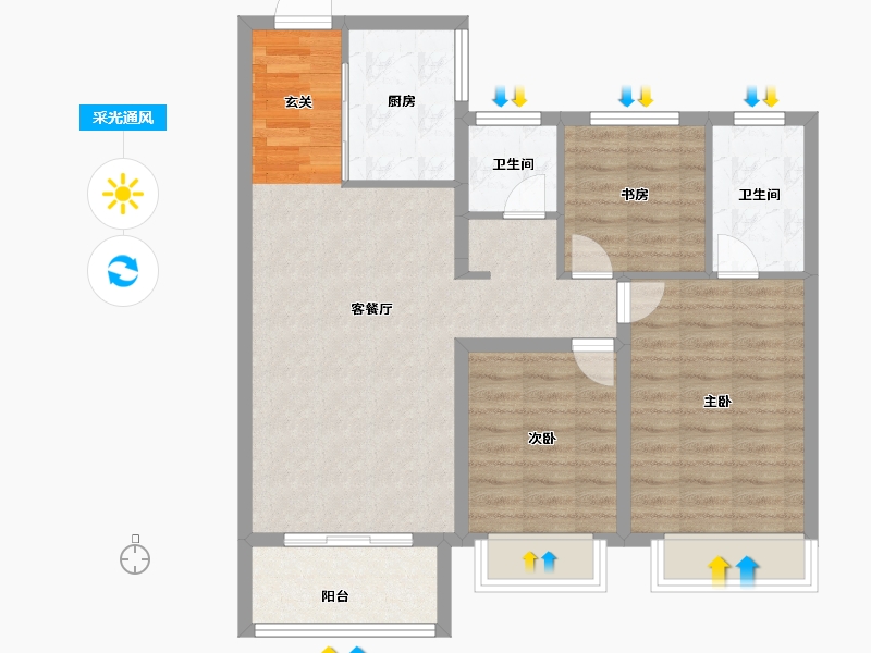 河北省-邢台市-中鼎麒麟瑞-84.00-户型库-采光通风