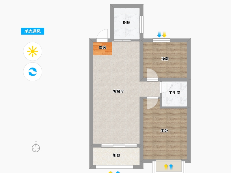 河北省-邢台市-邢州·缔景城-56.80-户型库-采光通风