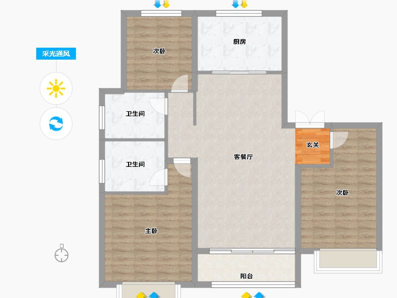 河北省-邢台市-中鼎麒麟瑞-102.00-户型库-采光通风