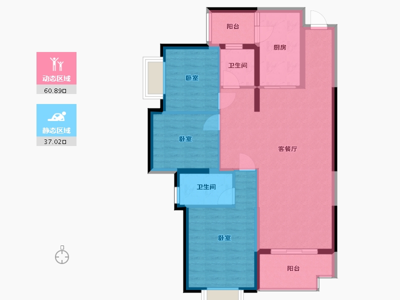 四川省-成都市-成都恒大滨河左岸-87.74-户型库-动静分区