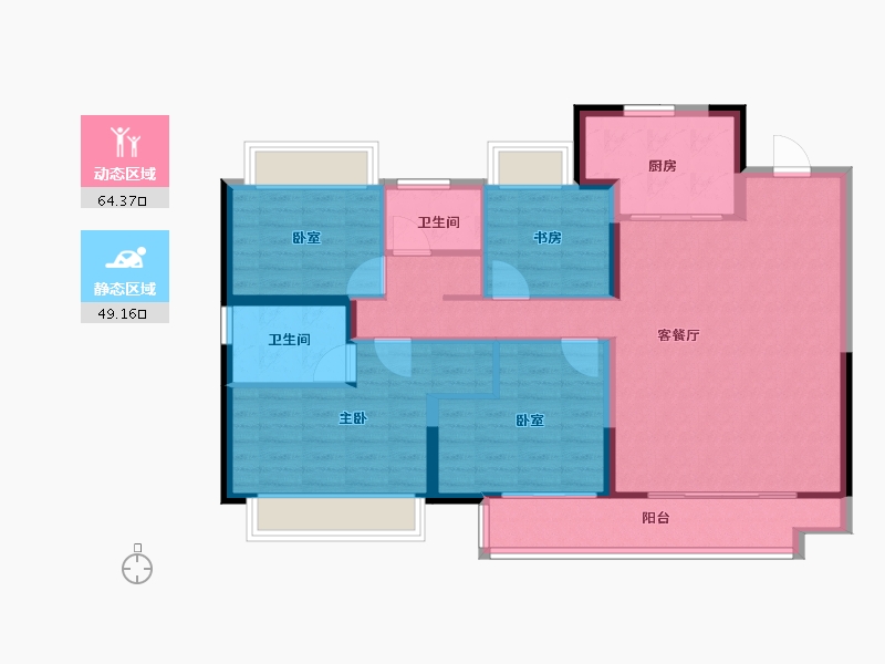 贵州省-遵义市-美的云熙府-102.40-户型库-动静分区