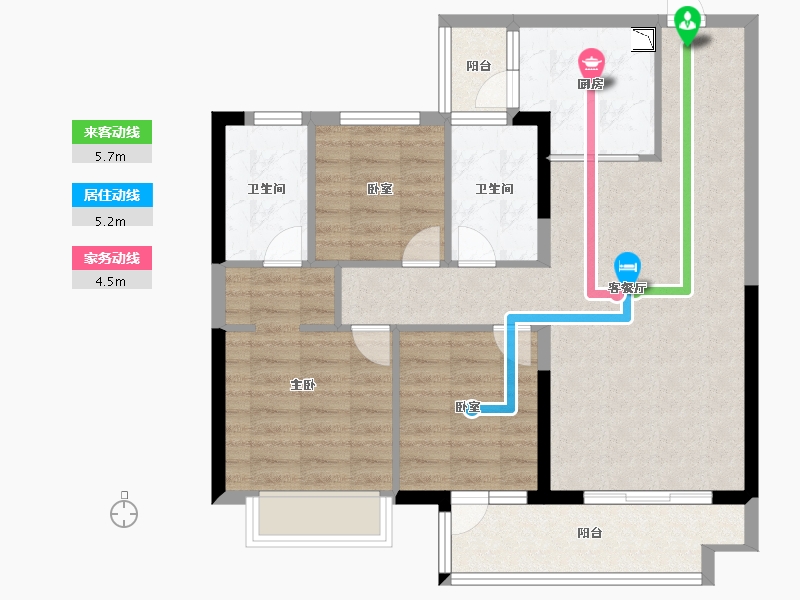 贵州省-遵义市-美的云熙府-85.60-户型库-动静线