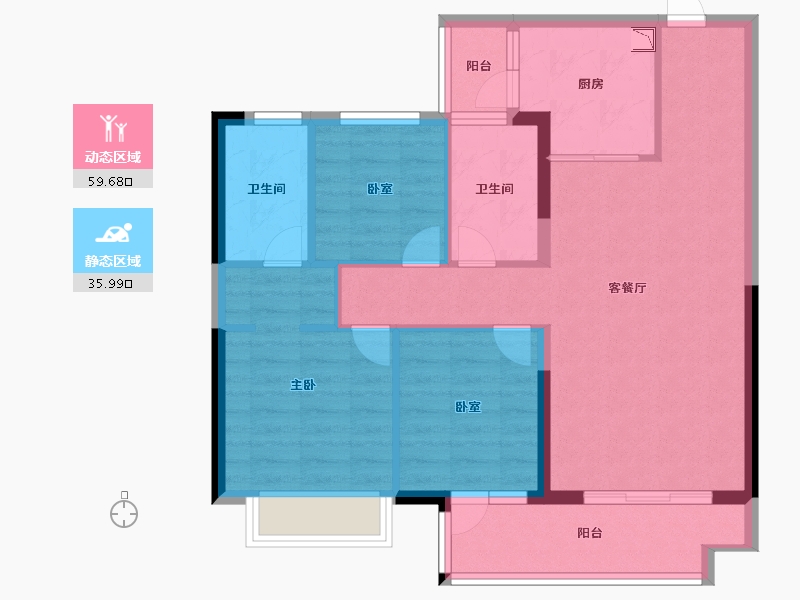 贵州省-遵义市-美的云熙府-85.60-户型库-动静分区