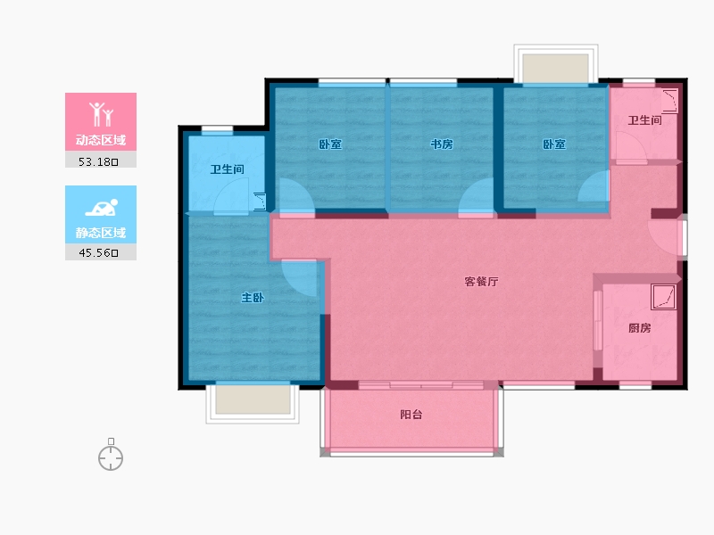 云南省-昆明市-佳兆业城市广场-87.32-户型库-动静分区