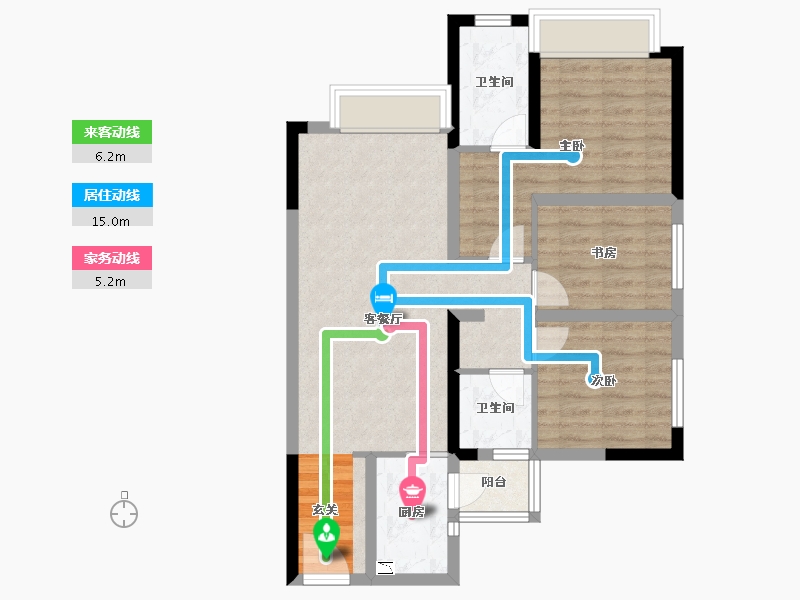 四川省-成都市-天府孔雀城-74.63-户型库-动静线