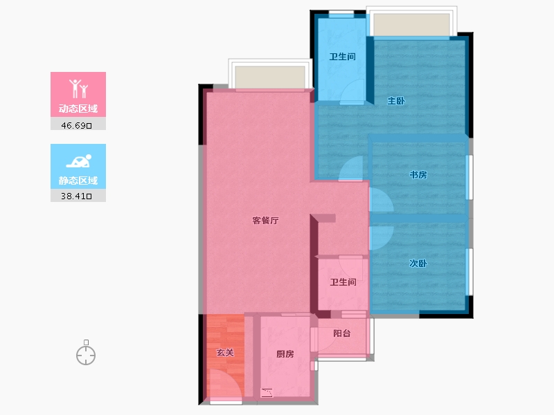 四川省-成都市-天府孔雀城-74.63-户型库-动静分区