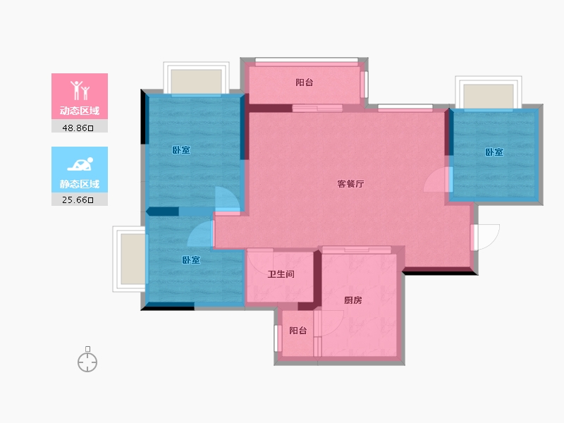 四川省-成都市-金科集美星宸-65.81-户型库-动静分区