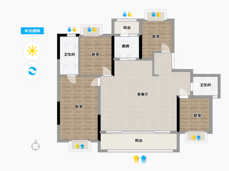 四川省-成都市-中南华宇君启-123.29-户型库-采光通风