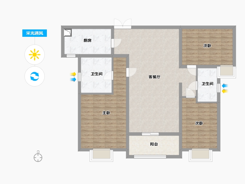 上海-undefined-中海建国里-111.00-户型库-采光通风