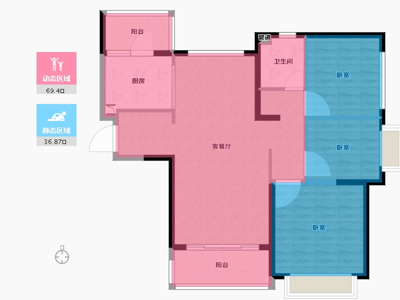 河北省-邯郸市-邯郸恒大悦府-96.01-户型库-动静分区