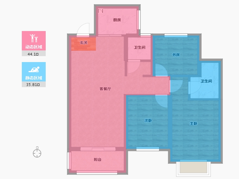 河北省-邢台市-邢州·缔景城-70.75-户型库-动静分区