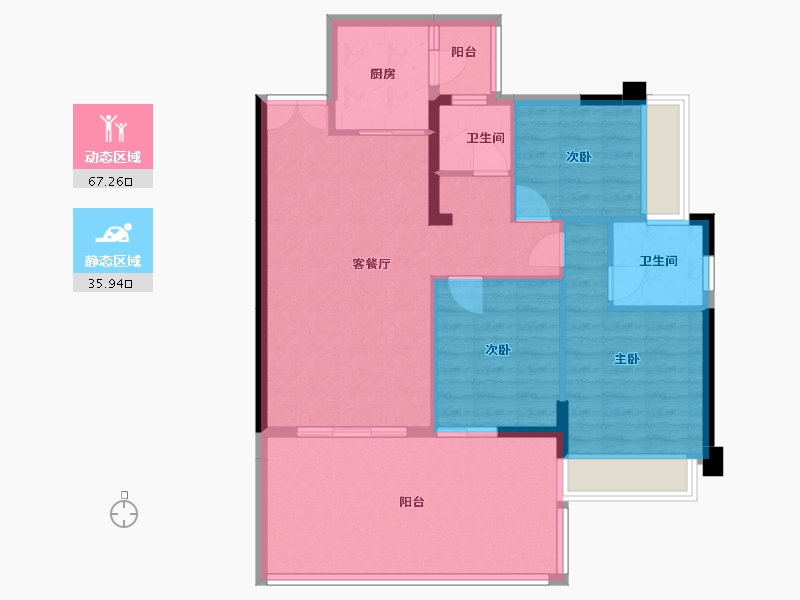 贵州省-贵阳市-中环国际阅湖-93.75-户型库-动静分区