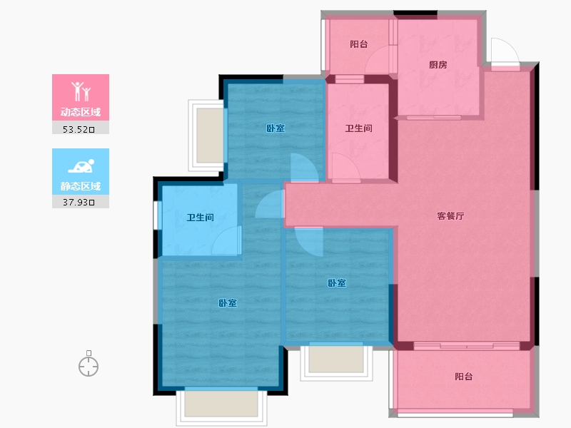 四川省-成都市-成都恒大滨河左岸-82.05-户型库-动静分区