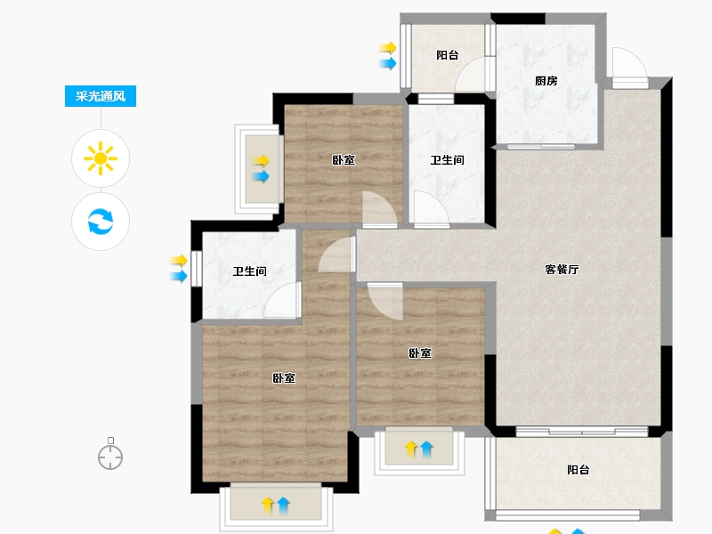 四川省-成都市-成都恒大滨河左岸-82.05-户型库-采光通风