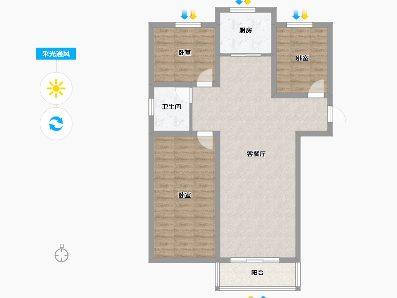 河北省-邢台市-公园城-91.48-户型库-采光通风