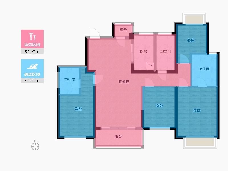 湖南省-长沙市-正荣滨江紫阙台-103.61-户型库-动静分区