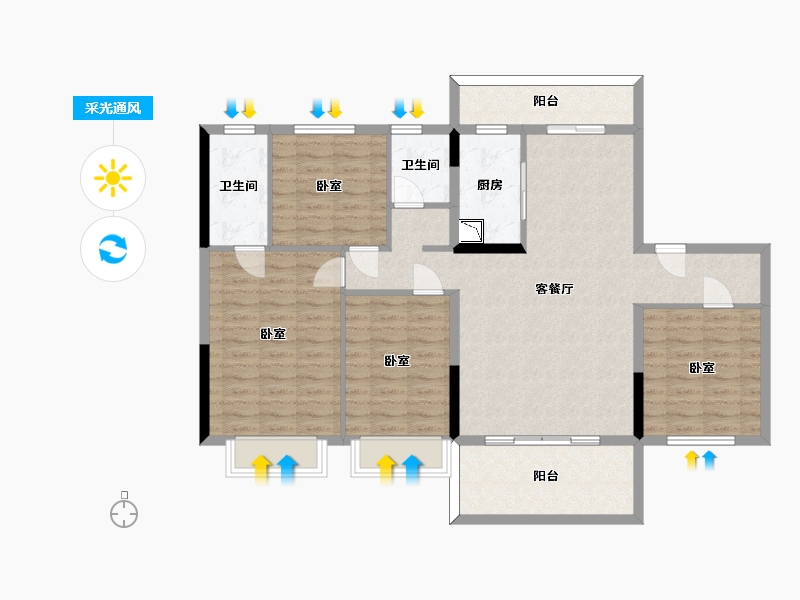 四川省-眉山市-碧桂园城央首府-111.21-户型库-采光通风