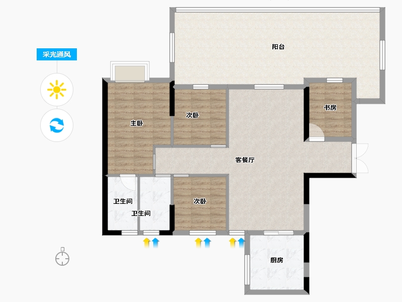 贵州省-贵阳市-中环国际阅湖-125.74-户型库-采光通风