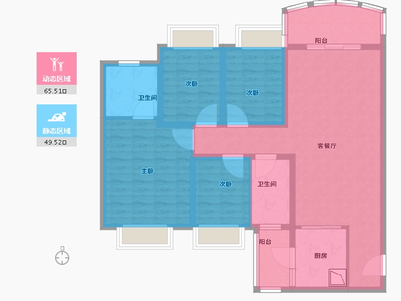 四川省-成都市-昆明恒大国际健康城-102.19-户型库-动静分区