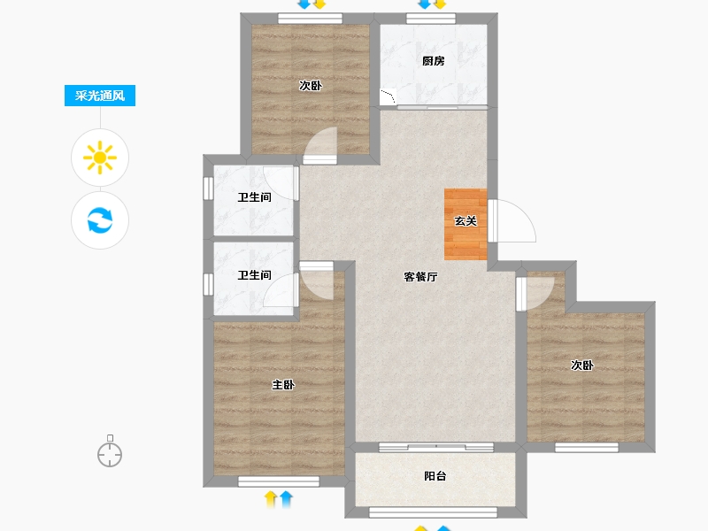 河北省-邢台市-中豪熙湖悦府-76.53-户型库-采光通风