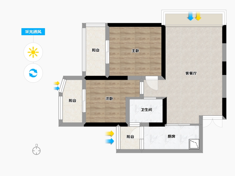 贵州省-贵阳市-贵阳地铁清水湾-61.35-户型库-采光通风