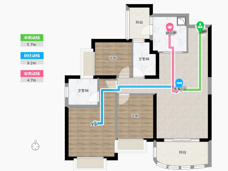 四川省-成都市-昆明恒大国际健康城-87.61-户型库-动静线