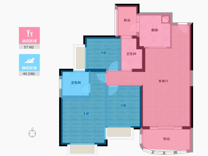 四川省-成都市-昆明恒大国际健康城-87.61-户型库-动静分区