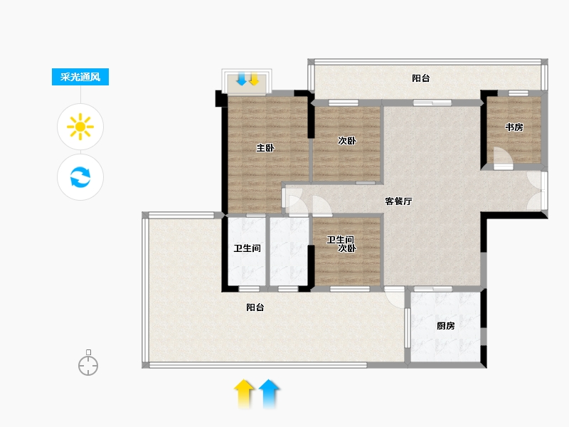 贵州省-贵阳市-中环国际阅湖-135.26-户型库-采光通风