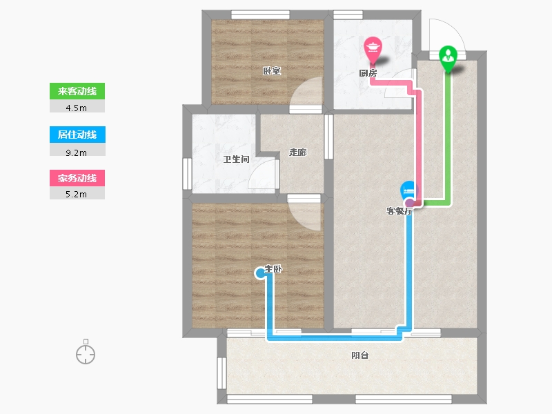 河北省-唐山市-绿城蓝湾小镇-69.04-户型库-动静线