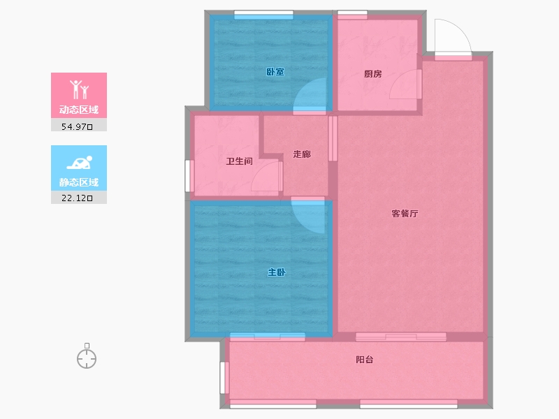 河北省-唐山市-绿城蓝湾小镇-69.04-户型库-动静分区