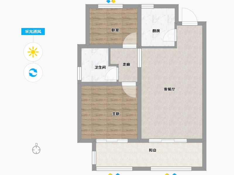 河北省-唐山市-绿城蓝湾小镇-69.04-户型库-采光通风