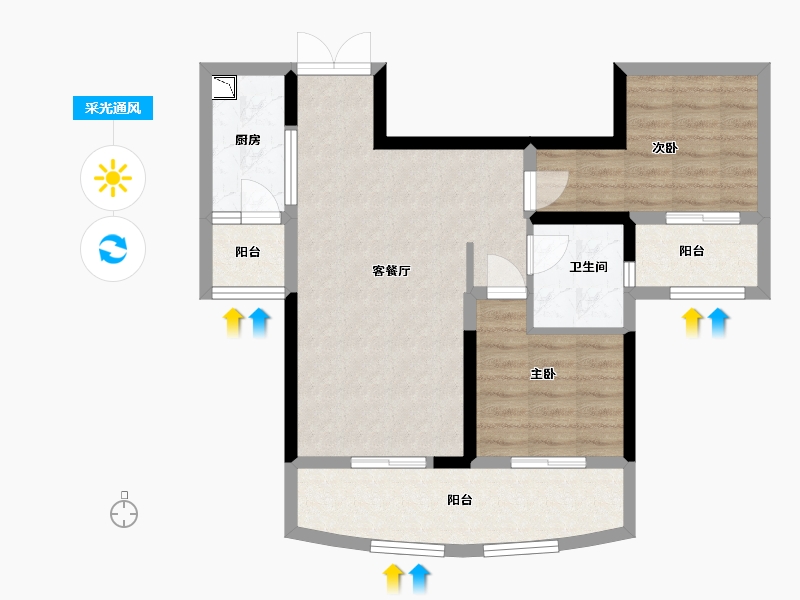 贵州省-贵阳市-贵阳地铁清水湾-68.24-户型库-采光通风