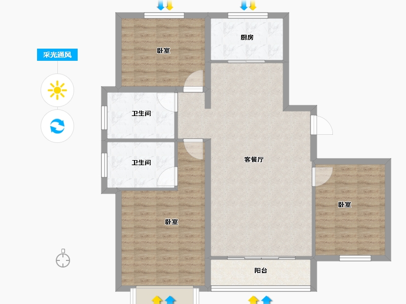 河北省-保定市-鹏渤印象城-99.40-户型库-采光通风