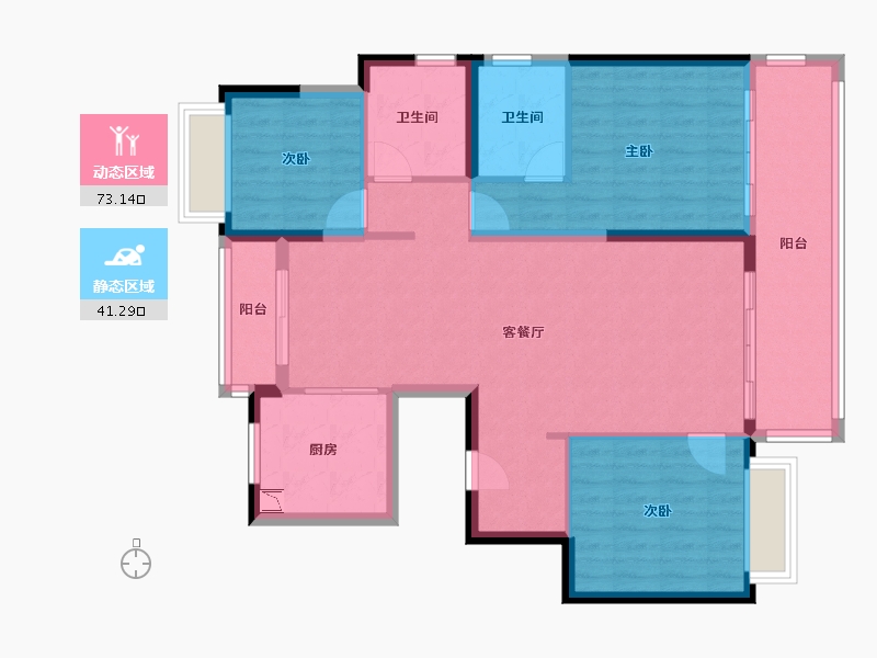 四川省-成都市-昆明恒大国际健康城-103.15-户型库-动静分区