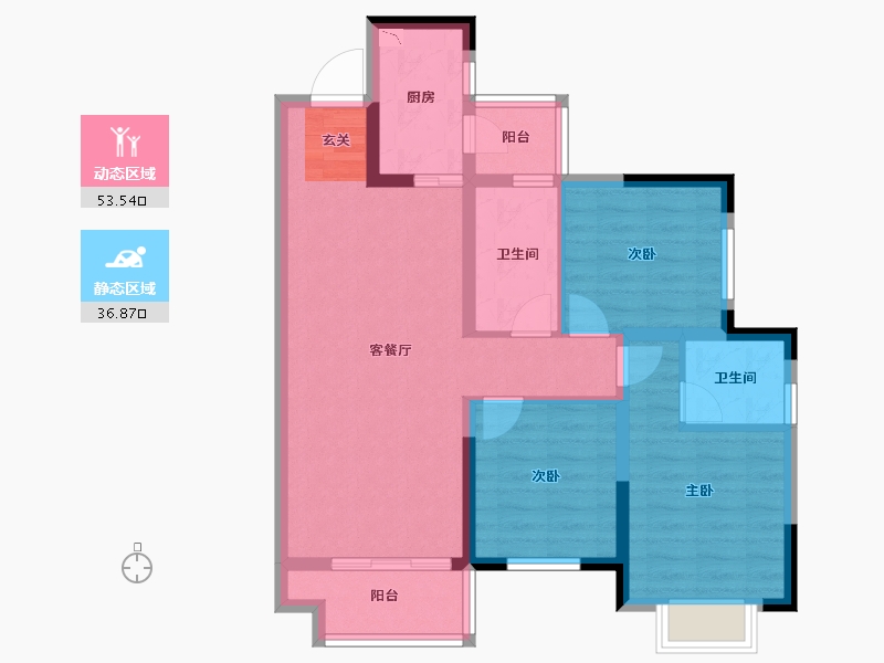 四川省-成都市-天府孔雀城-79.87-户型库-动静分区