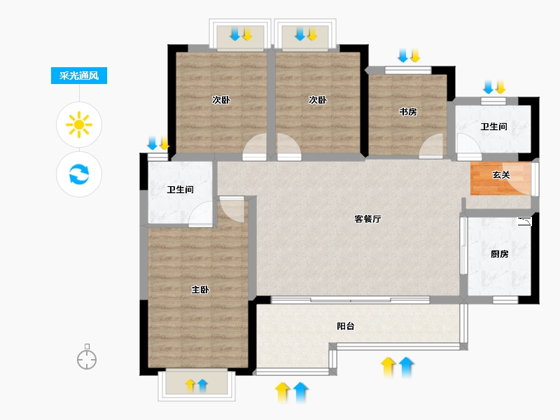 四川省-成都市-蓝光长岛城-100.91-户型库-采光通风