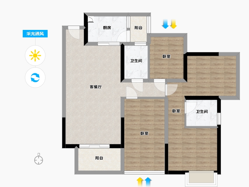 四川省-成都市-百悦城国际社区-93.47-户型库-采光通风