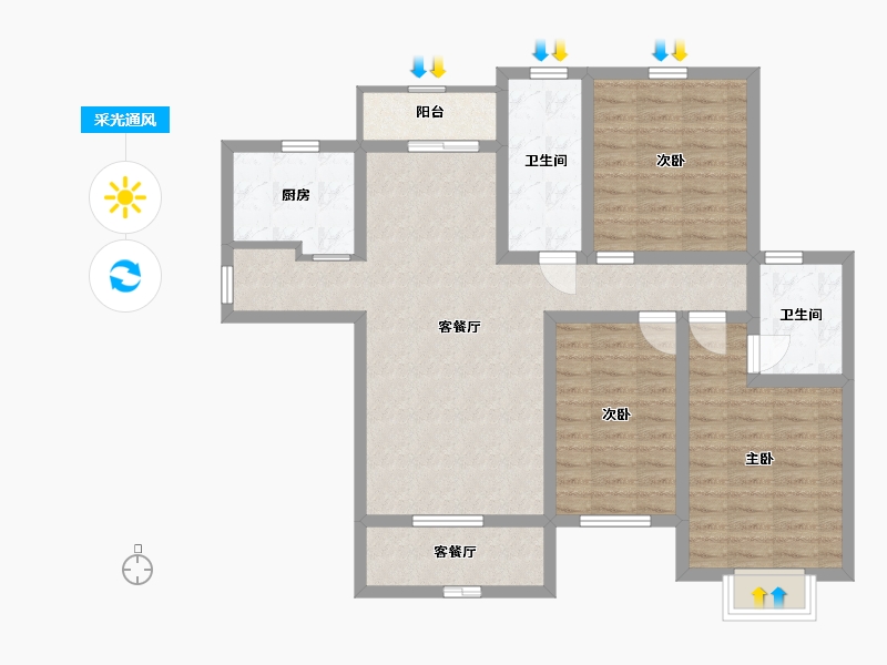 河南省-安阳市-紫御华府-95.57-户型库-采光通风