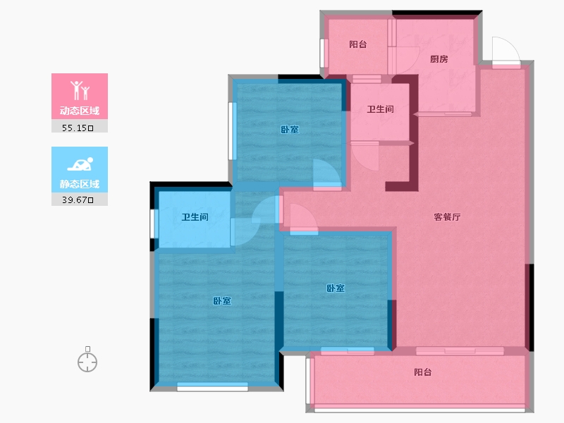 四川省-成都市-凤凰1号栖云湖-83.53-户型库-动静分区