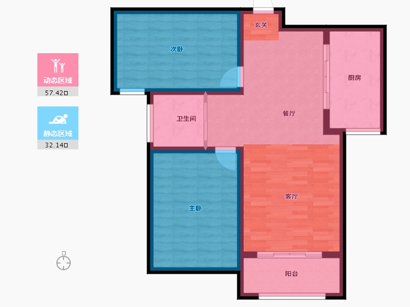 河北省-保定市-玉兰花园-80.72-户型库-动静分区