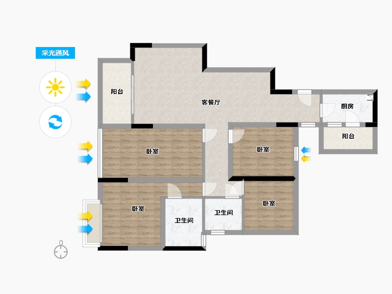 四川省-成都市-百悦城国际社区-107.02-户型库-采光通风