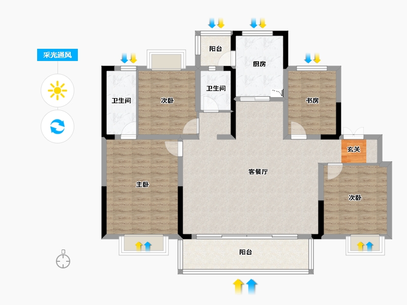 四川省-成都市-蓝光长岛城-122.08-户型库-采光通风