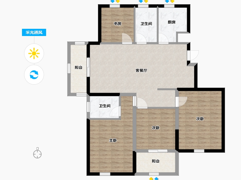 浙江省-湖州市-山水景园-105.26-户型库-采光通风