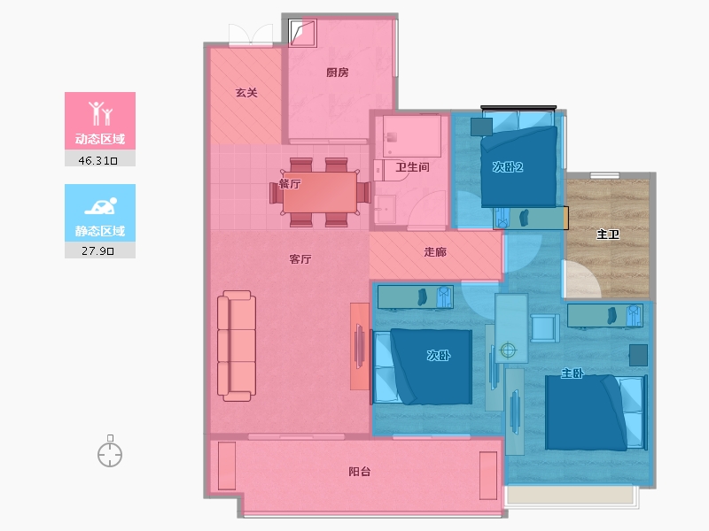 广东省-佛山市-杏坛-70.19-户型库-动静分区