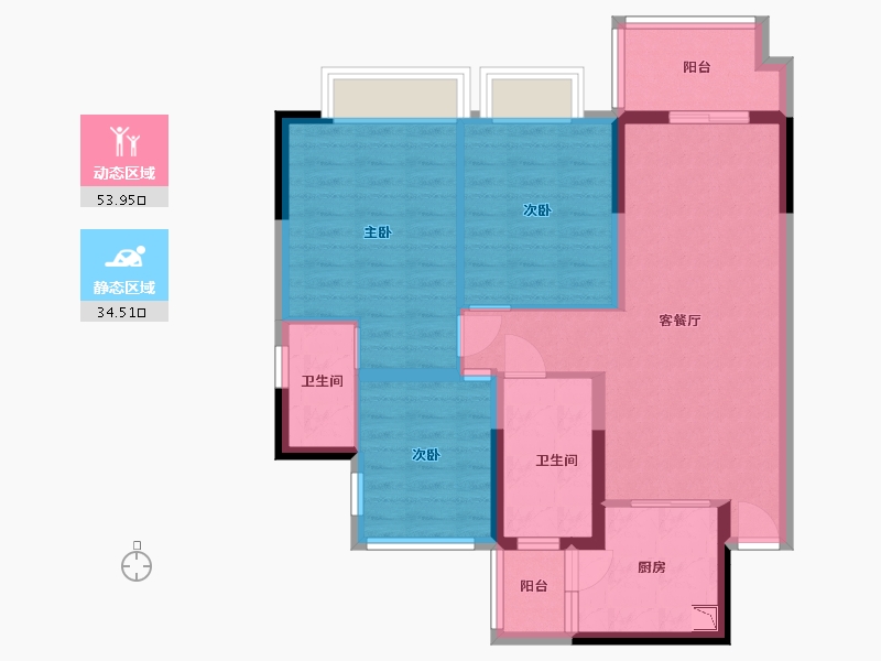 贵州省-贵阳市-金科中泰天境-78.11-户型库-动静分区