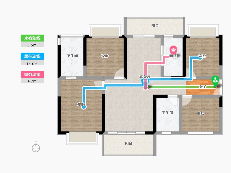 云南省-曲靖市-凤凰嘉园公园里-105.79-户型库-动静线