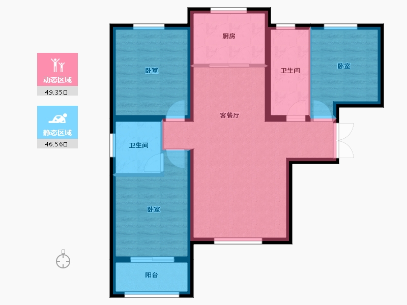 河北省-邯郸市-远邦花园-85.79-户型库-动静分区